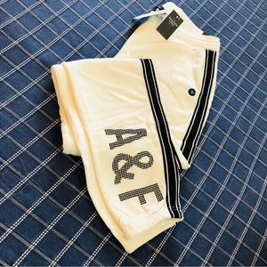 New Abercrombie & Fitch Women's Sweatpants Black Side Stripes /S/ white